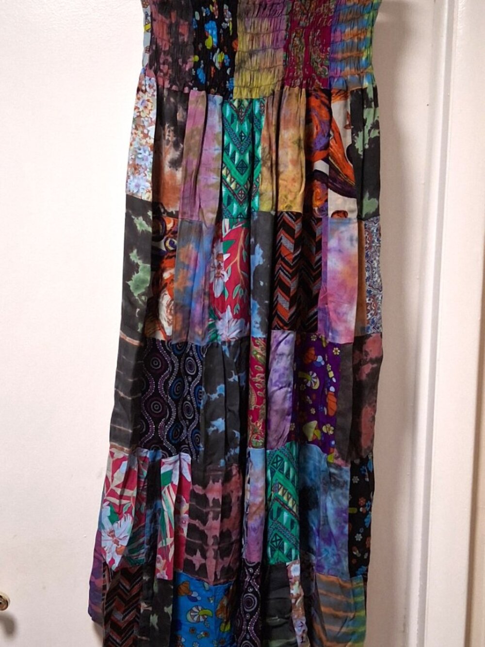 Patchwork smocked shirred bodice Skirt/ Skirt NEW  /B3